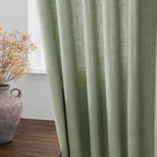 Nanspringt Light Sage Linen Semi Sheer Curtains 80 Inch Length for Living Room Lightweight Door Drapes 2 Panels Set for Bedroom Light Filtering Back Tab Rod Pocket Curtain Protect Privacy 52x80