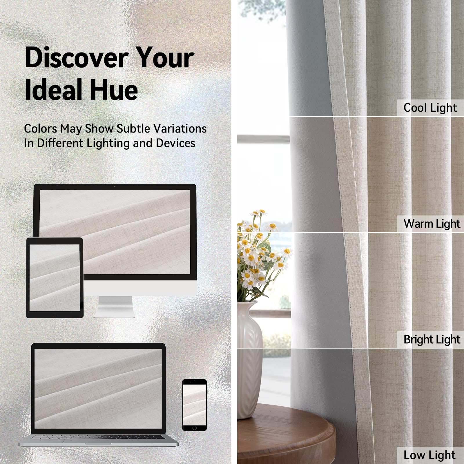 Linen Textured Total Blackout Curtains 45 Inches Long, Beige