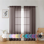 Aiyufeng Chocolate Sheer Curtains 72 Inches Long 2 Panels, Solid Voile Top Dual Rod Pockets Stylish Breathable Drapes Window Treatment for Kid's Room/Bedroom/Living Room, 42W x 72L, Chocolate Brown