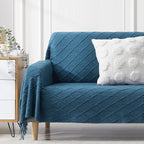BOURINA Royal Blue Throw Blanket 50 x90 Inches Throw Textured Solid Soft Sofa Throw Couch Cover Knitted Decorative Blanket