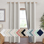 NICETOWN Snowbound Vintage Linen 100% Blackout Curtains for Living Room, Thermal Insulated Curtains 90" Long, Noise Reducing Window Treatment Drapes for Hall Room, 42" Wide Per Panel, Set of 2