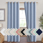 NICETOWN Stone Blue Vintage Linen 100% Blackout Curtains for Living Room, Thermal Insulated Curtains 90" Long, Noise Reducing Window Treatment Drapes for Home Cinema, 52" Wide Per Panel, Set of 2