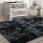 10X14 Large Area Rugs for Living Room Bedroom,Big Shag Rug for Bedroom Dorm,Soft Fluffy Indoor Carpet Nursery Rugs for Kids Girls Room Home Decor(Mottling Black, 10X14 Feet)
