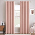 MIULEE 100% Blackout Linen Curtains for Bedroom Thermal Insulated Blush Pink Grommet Room Darkening Curtains & Drapes for Living Room Nursery 52 x 96 Inch (2 Panels)