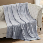 Exclusivo Mezcla Fleece Bed Blanket Queen Size, Super Soft and Warm Blankets for Couch, Sofa and Bed Waffle Textured, Cozy, Fuzzy and Lightweight (Heather Navy Blue, 90x90 Inches)