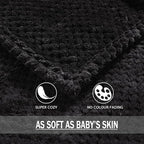 Exclusivo Mezcla Fleece Bed Blanket Twin Size, Super Soft and Warm Blankets for Couch, Sofa and Bed Waffle Textured, Cozy, Fuzzy and Lightweight (Black, 60x80 inches)