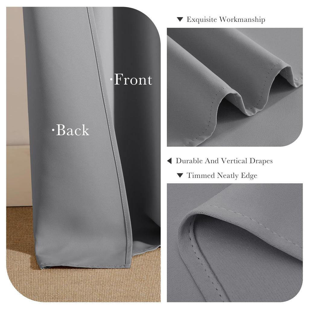 PONY DANCE Curtains 45 Inches Long - Light Block Drapes with Back Tabs & Rod Pocket Top Window Treatments Panels for Decoration, 52 x 45 Inches, Silver Grey, 2 PCs