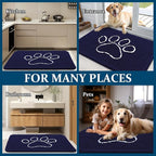 OLANLY Dog Door Mat for Muddy Paws 30x20, Paw Print Design, Absorbs Moisture and Dirt, Absorbent Non-Slip Washable Doormat, Quick Dry Chenille Mud Mat for Dogs, Entry Indoor Entryway Carpet, Navy Blue