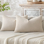 MIULEE Decorative Neutral Beige Euro Sham Pillow Covers 24x24 Inch 2 Pack