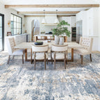 XLUEZ 10x14 Area Rugs for Living Room, Washable Modern Abstract Large Area Rug Neutral Soft Non Slip Kids Rug Stain Resistant Indoor Carpet for Bedroom Dining Room Playroom Home Office(Blue, 10'x14')