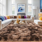 Rugs for Living Room 6x9, Soft Shaggy Modern Shag Area Rug for Bedroom, Upgrade Non-Slip Plush Fluffy Carpet for Kids Boys Girls Room Home Decor Aesthetic, Tie-Dyed Brown