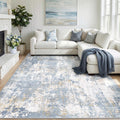 RELEANY Washable 9'x12' Abstract Area Rug for Living Room Light Blue