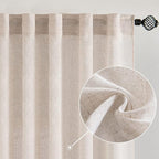 MIULEE Natural White Linen Curtains 52x102 Inch Length 2 Panels for Bedroom