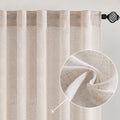 MIULEE Natural White Linen Curtains 52x80 Inch Length Soft Thick Linen