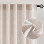 MIULEE Natural White Linen Curtains 52x80 Inch Length Soft Thick Linen