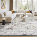 Rugflix 9x12 Area Rugs for Living Room, Washable Beige Grey Large Rug