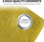 Yakamok Mustard Yellow Linen Curtains 100% Blackout 84 Inches Long,Room Darkening Textured Curtains for Living Room Thermal Grommet Bedroom Curtain 2 Panels with White Liner