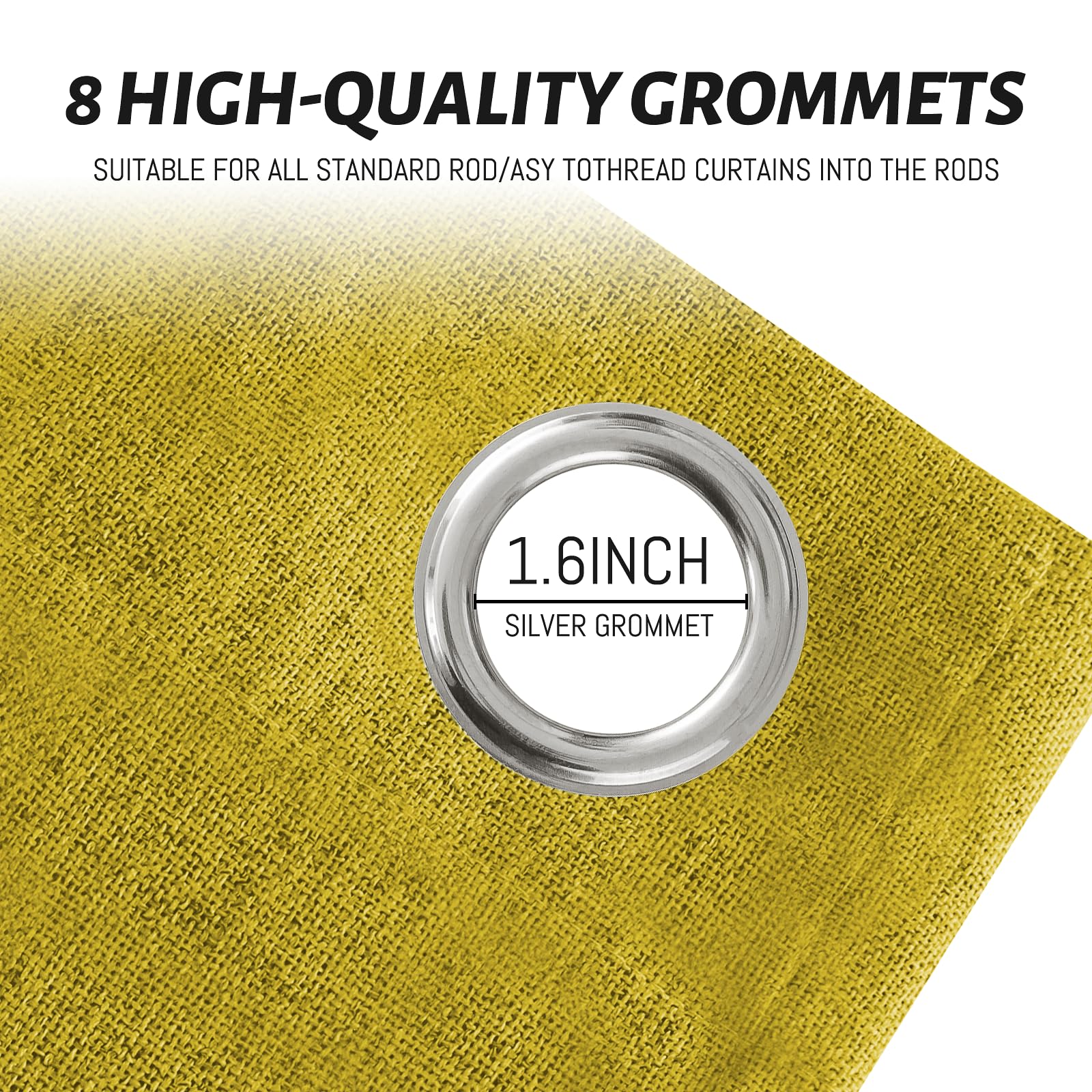 Yakamok Mustard Yellow Linen Textured Curtains 84 Inches Long for Bedroom