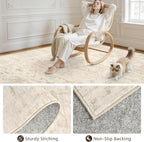 8x10 Area Rugs for Living Room: Vintage Boho Neutral Washable Rug Indoor Soft Large Area Rug Carpet for Bedroom Nursery Farmhouse Dining Room Office Floor Non-Slip Low Pile Under Table Rug Beige/Brown