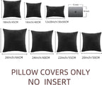 Fancy Homi 2 Packs Black Decorative Throw Pillow Covers 20x20 Inch for Living Room Couch Bed Sofa, Rustic Farmhouse Boho Home Decor, Soft Corss Corduroy Patchwork Accent Square Cushion Case 50x50 cm
