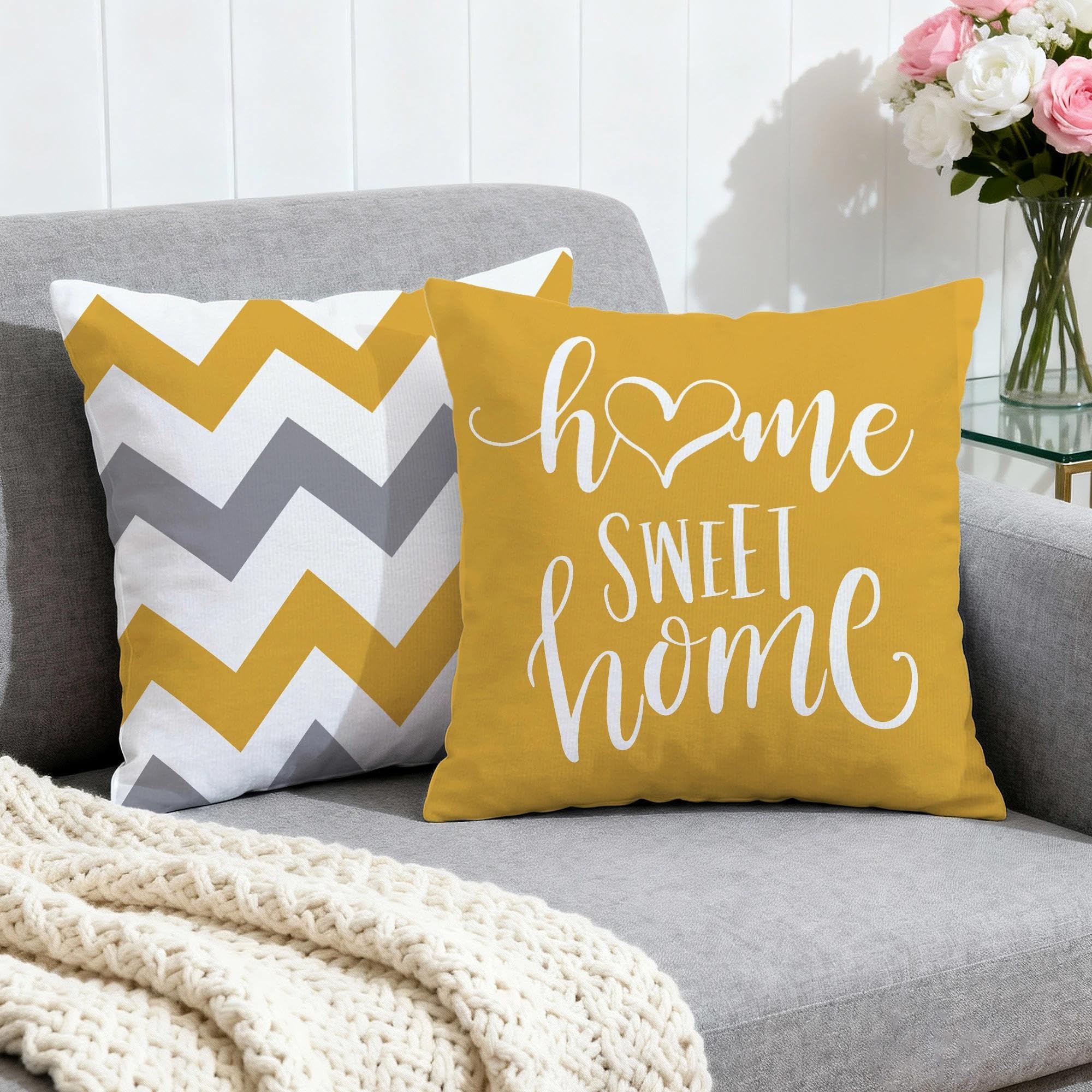 Hexagram Geometric Yellow Pillow Covers 20x20, Decorative Pillow Covers