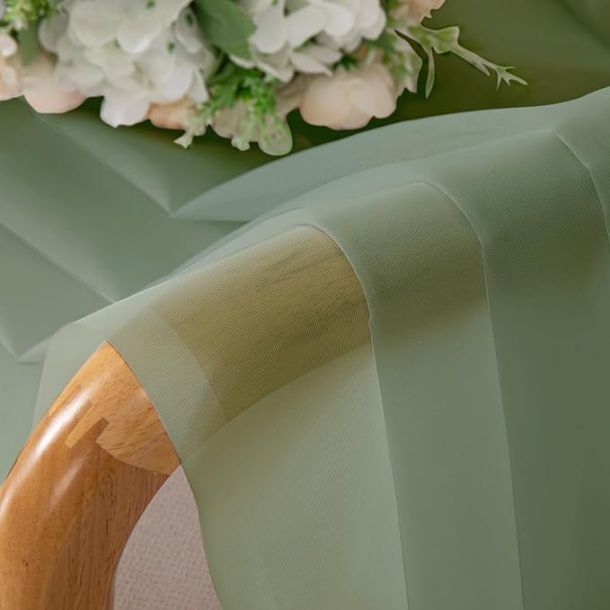 Simplebrand Sage Green Sheer Curtains, 63" Length, 2 Panels Set - Light Filtering, Rod Pocket Window Curtains for Bedroom (Sage Green, 59" W x 63" L)