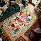 Babovid Floral Area Rugs 5x7 for Bedroom Livingroom Green Non-Slip
