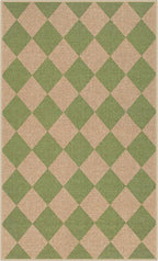 Lahome Colette Green Checkered Easy Jute Rug, 3x5 Washable Outdoor Rug Neutral Rug for Entryway, Checkerboard Non Slip Non Shedding Floor Carpet for Living Room Front Door Porch