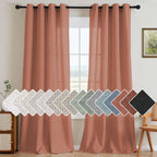 H.VERSAILTEX Linen Curtains Home Decorative Nickel Grommet Curtains Privacy Added Energy Saving Light Filtering Window Treatments Semi Sheer Draperies for Bedroom, Terracotta, 2 Panels, 52 x 84 - Inch