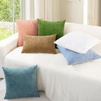CaliTime Throw Pillow Covers Decorative 18 X 18 Inches Pack of 4 Cozy Chenille Cushion Cases for Couch Sofa Bed Living Room Home Smoke Blue
