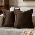 GIGIZAZA Brown Velvet Pillow Covers 16x16 Decorative Pillows Pack of 2