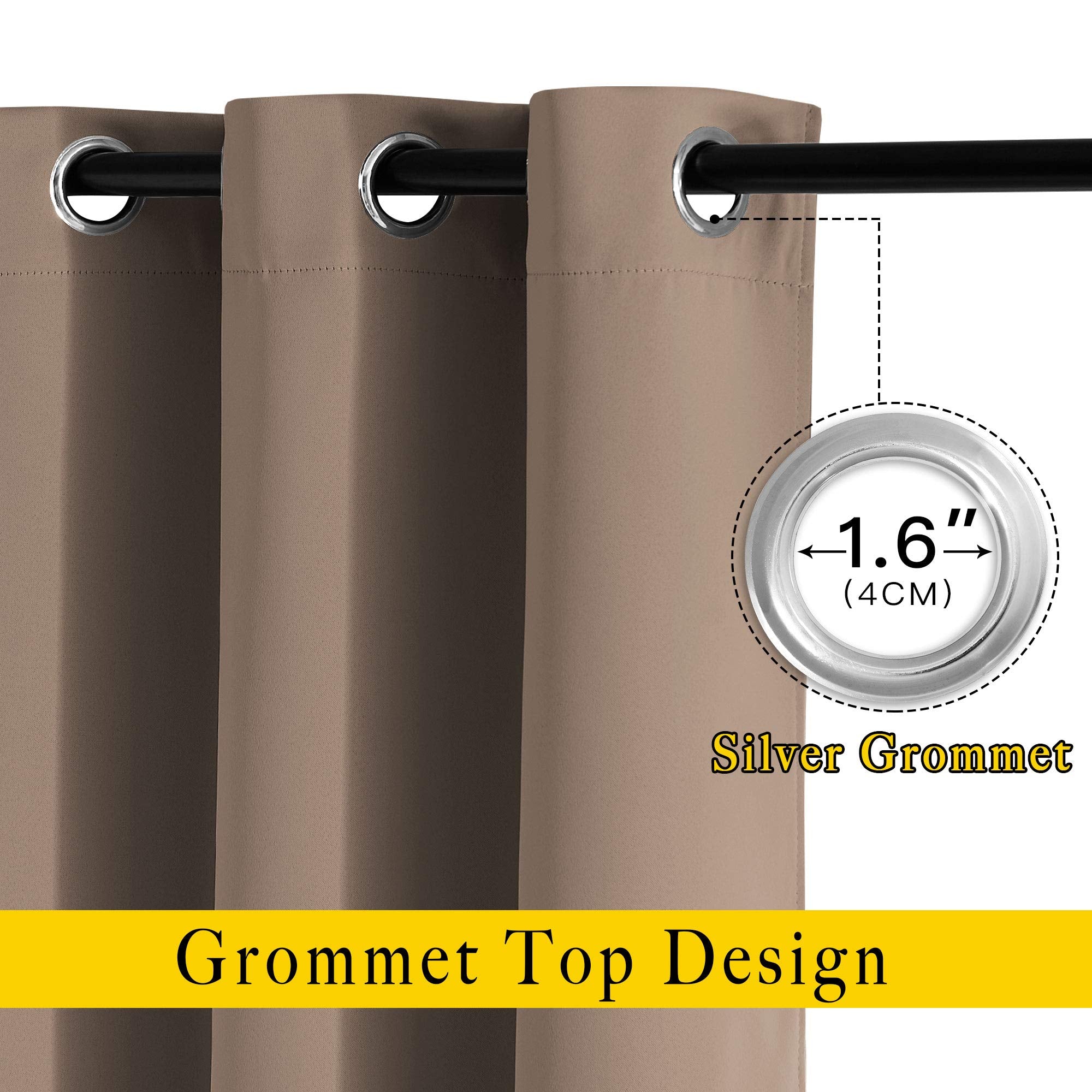 NICETOWN Blackout Curtains 78 inch Length 2 Panels Set - Grommet Thermal Insulated Room Darkening Doorway Curtains Sound & Light Blocking for Bedroom/Living Room, Cappuccino, W52 x L78
