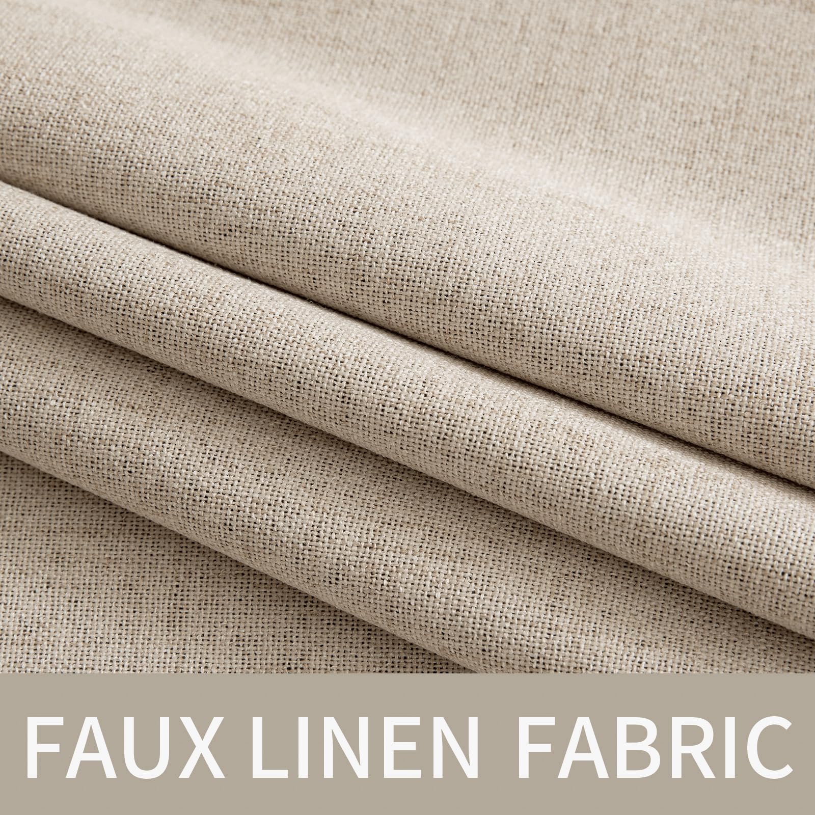 MIULEE 100% Blackout Linen Curtains for Bedroom 52x84 Inches Taupe
