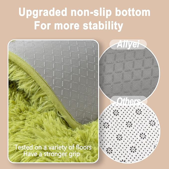 Soft Runner Rugs for Bedroom Hallways, 2x6 Grass Green Fluffy Shag Throw Area Rug Non Slip for Bedside Dorm, Long Shaggy Furry Carpet for Nursery Living Room
