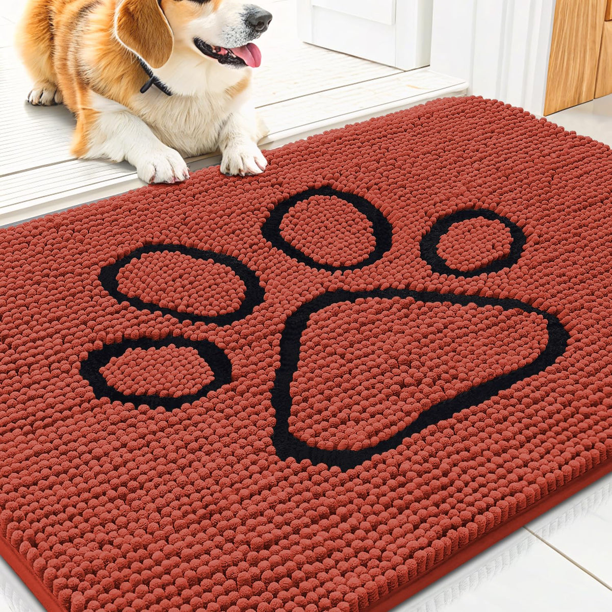 Smiry Dog Door Mat for Muddy Paws, Absorbent Non Slip Dirt Trapper, 30x20