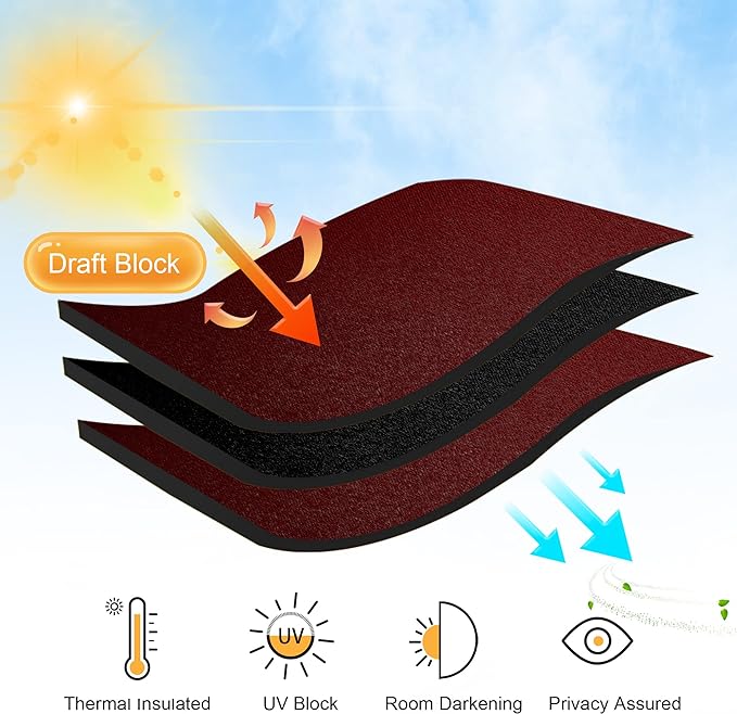 RYB HOME Blackout Curtains for Bedroom Living Room 72 inches Long, Thermal Insulated Privacy Rod Pocket Drapes for Nursery Office Home Theater, Width 42 by Length 72, Burgundy Red, 2 Panels