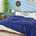 inhand Navy Fleece Twin Blanket, Super Soft Flannel Cozy Blankets for Adults, Lightweight Leaves Pattern Fuzzy Blanket for Couch Sofa Bed Office, Warm Plush Blankets for All Season, 60x90 Inches
