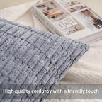 Pack of 2 Corduroy Decorative Throw Pillow Covers 18x18 InchSoft Boho Striped Pillow Covers Modern Farmhouse Home Decor for Sofa Living Room Couch Bed(Light Grey)