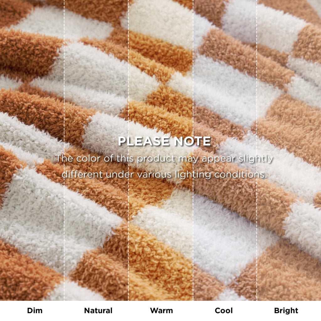 Bedsure GentleSoft Checkered Throw Blanket for Couch - Super Soft Cozy & Warm Knit Burnt Orange Blanket, Breathable, Lightweight & Fluffy Plaid Blankets for Bed, Sofa, Gifts for Women, 50x60 Inches