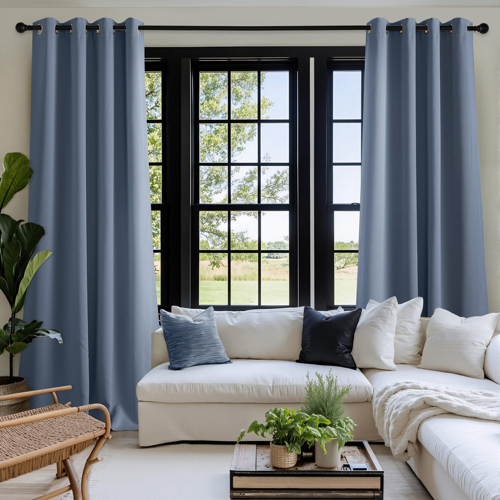 NICETOWN Room Darkening Draperies Curtains Panels, 2 Panels Stone Blue W52 x L90