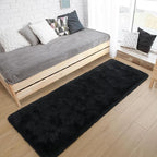 Tepook Soft Runner Rugs for Bedroom 2x6 ft with Rubber Backing, Black Fluffy Rugs for Living Room, Shag Bedside Rug Fuzzy Plush Carpet for Room, Area Rug for Dorm Nursery Hallway Indoor Home Decor