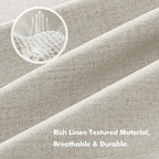 MIULEE 100% Blackout Linen Curtains for Bedroom, Light Cream Solid Luxury Decor Thermal Insulation Room Darkening Drapes for Living Room Nursery Back Tab Rod Pocket 42 x 96 Inches, 2 Panels