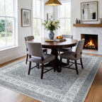 AMADA HOMEFURNISHING 5x7 Area Rugs, Washable Living Room Rug with Non-Slip Backing, Low Pile and Durable Edge Binding, Soft Vintage Floral Rugs for Living Room, Bedroom, Dining Room