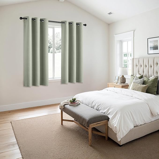 MIULEE Blackout Curtains for Bedroom 2 Panels 40 x 54 Inch Long Sage Green