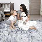 FXRHLP 2.6x8 Washable Runner Rug：Modern Abstract Kitchen Soft Carpet Grey