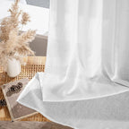 MIULEE White Linen Curtains 86 Inch Long 2 Panels for Bedroom Living Room