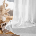 MIULEE White Linen Curtains 104 Inch Long 2 Panels for Bedroom Living Room