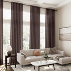 Coffee Linen Curtains 102 Inches Long for Living Room 2 Panel Set Back Tab Rod Pocket Semi Sheer Curtains Light Filtering Burlap Extra Long Drapes Neutral Farmhouse Decor for High Window 52x102