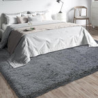 9X12 Large Area Rugs for Living Room Bedroom,Big Shag Rug for Bedroom Dorm,Soft Fluffy Indoor Carpet Nursery Rugs for Kids Girls Room Home Decor (Dark Grey, 9X12 Feet)