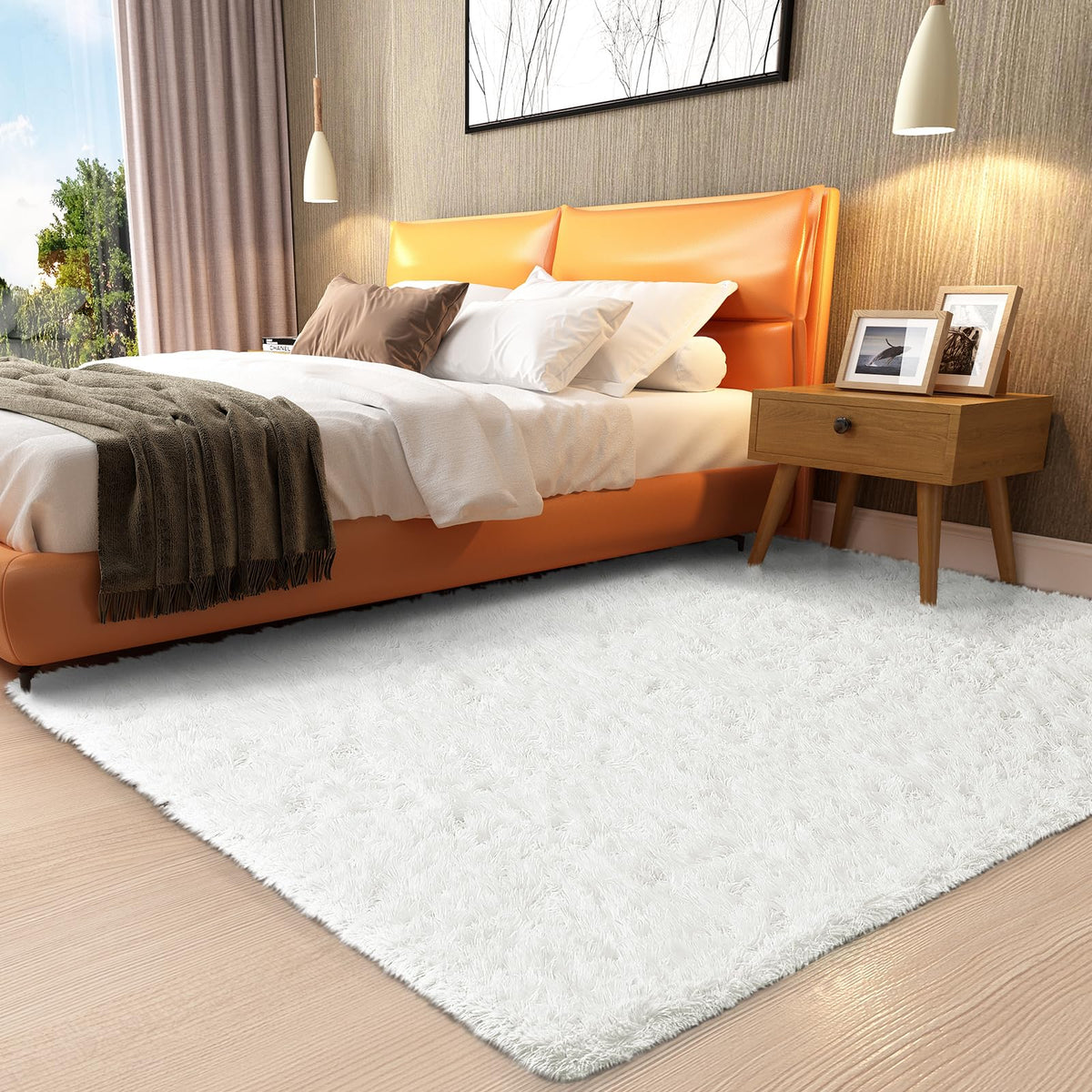 Ophanie Green Grass Area Rugs for Bedroom, 3x5 Shag Fluffy Carpet, Fuzzy Furry Plush Soft Cute Kids Baby Girls Shaggy Bedside Floor Rug for Teen Nursery Decor Aesthetic with Over 99 pcs Pile fibers